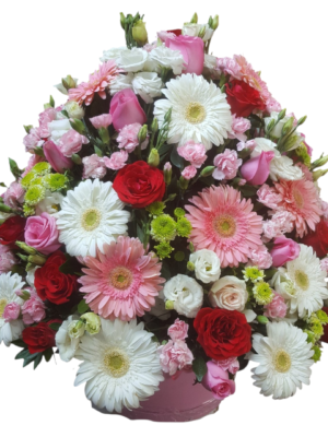 Arreglo Floral Elegancia en Rosa y Blanco