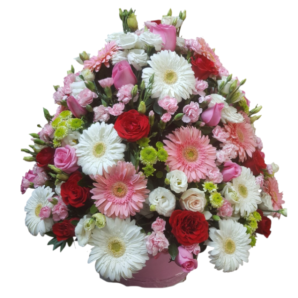 Arreglo Floral Elegancia en Rosa y Blanco