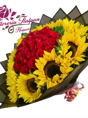 Ramo Girasoles y Rosas Rojas