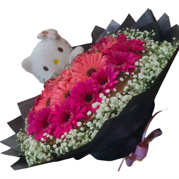 Ramo de Gerberas Rosas con Peluche