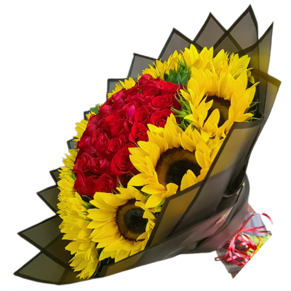 Ramo Girasoles y Rosas Rojas