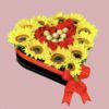 Caja de girasoles con chocolate