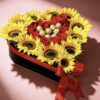 Caja de girasoles con chocolate