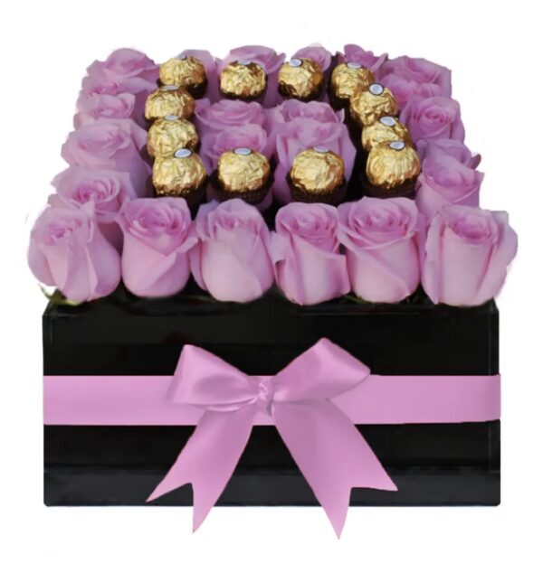 Caja de de rosas con chocolate