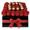 Caja de rosas con chocolate