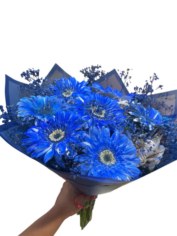 Gerberas azules Este ramo es perfecto para regalar a un hombre
