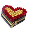 Caja negra con rosas y chocolate